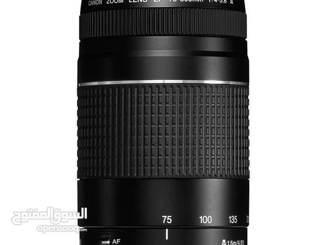 عدسة Canon  75-300 بحالة الوكالة مع الغطاء الأمامي والغطاء الخلفي