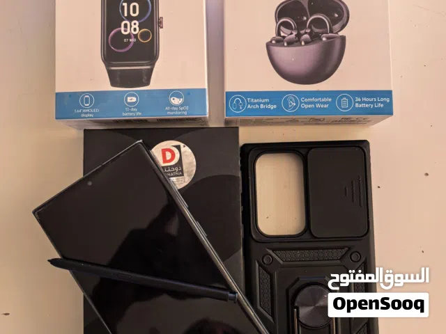 Samsung S 22 ultra 256 12GBRam green with hard Iron cover /new Honor Choice wrist band/Honor Earbuds