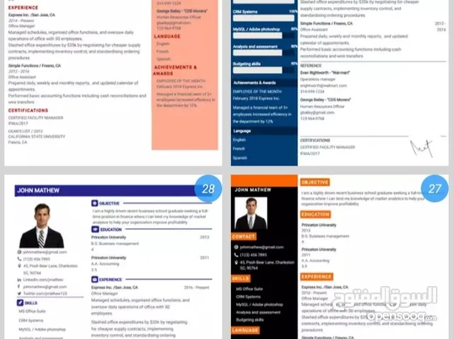كتابة و تصميم السيرة الذاتية cv احترافي و ممتاز