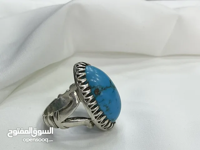*خاتم فضة بحجر فيروز طبيعي نيشابوري – عيار 925، وزن 16.5 جرام*