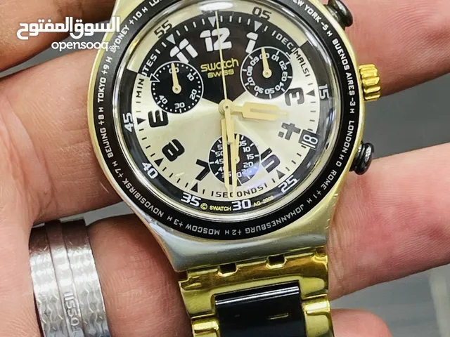 Swatch swiss الساعتين بحالة الوكالة بدون علبة وكفالة الكستك الجلد ليس اصلي القفل اصلي