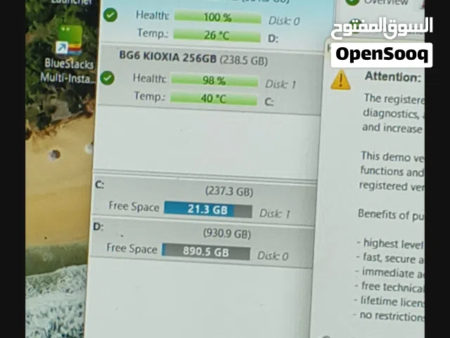 HDD 1 TERA امريكي مستعمل لمدة شهر هلث 100  سعر 20 على الفحص