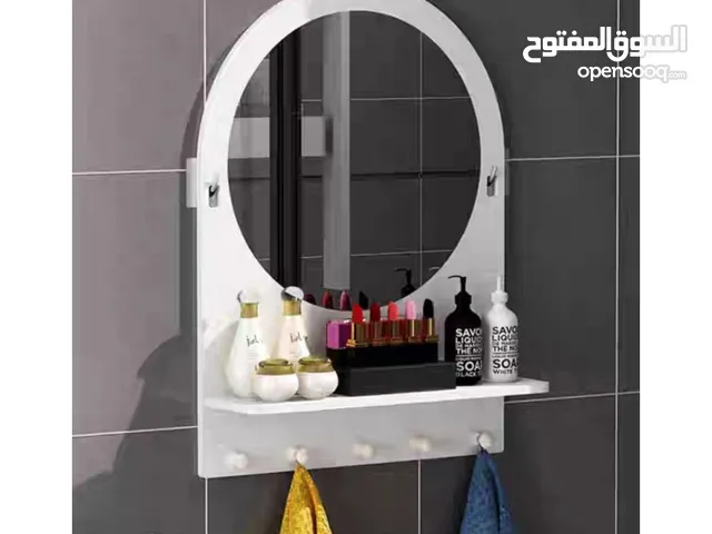 مرآة حمام دائرية مع رف و تعليقات للبشاكير