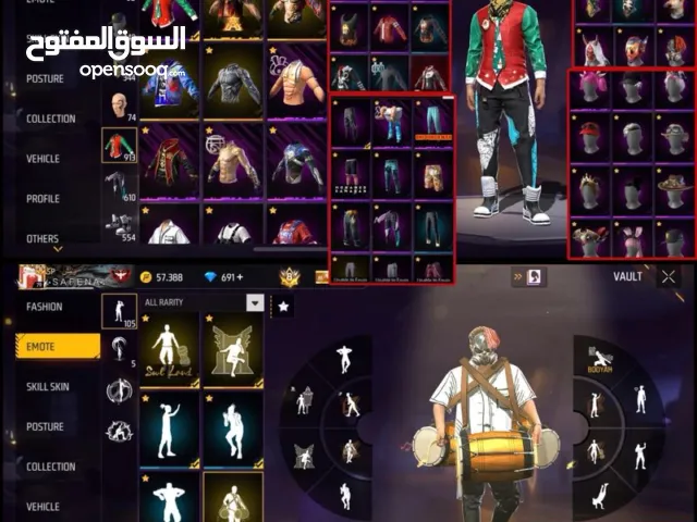 حساب فري فاير للتبديل على اي حساب فيو اسلحه مطوره لا يقل على 6 اسلحه أو يكون الحساب قديم