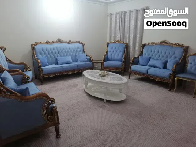 كنب فخم حفر خشبي زان تنجيد جديد قماش فاخر