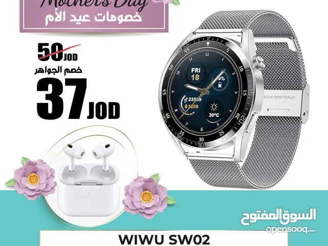 ساعة Wiwu SW02 الذكية بلوتوث رياضية بشكل كامل وبتحكي مكالمات مع سماعة هدية