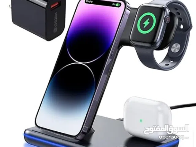 شاحن لاسلكي سريع 3 في 1 مع محول QC 18W يشحن iPhone و Apple Watch و AirPods الدفع عند الاستلام