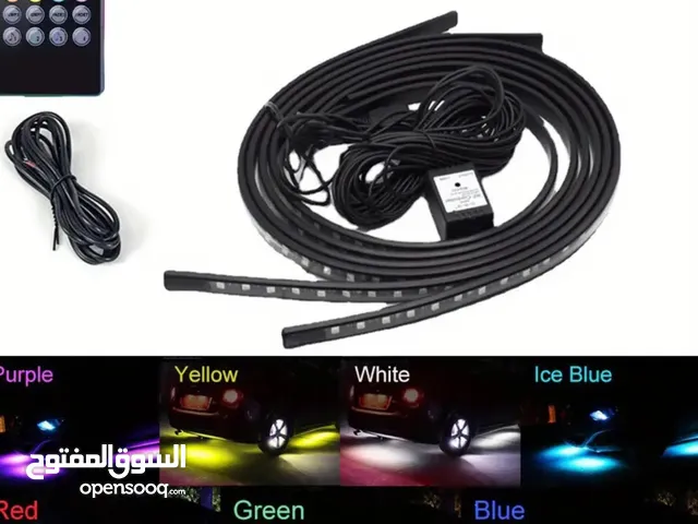 مجموعة إضاءة نيون LED RGB للسيارات - أضواء شريطية مرنة مع تحكم عن بعد، تعمل بتيار 12 فولت مع رموت