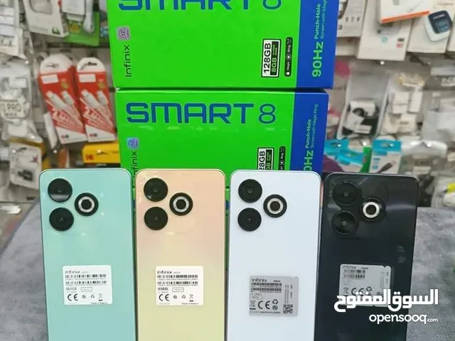 مستعمل ايام بالكرتونة Smart 8 رام 6 و 8 جيجا 64 و 128 مكفول من الشركة متوفر توصيل والوان