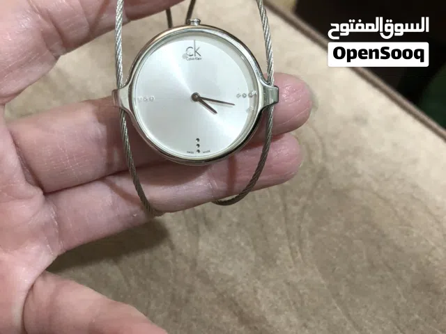 أصلية -بحالة ممتازة CALVIN KLEIN AGILE SILVER DIAL LADIES BANGLE WATCH K2Z2M116