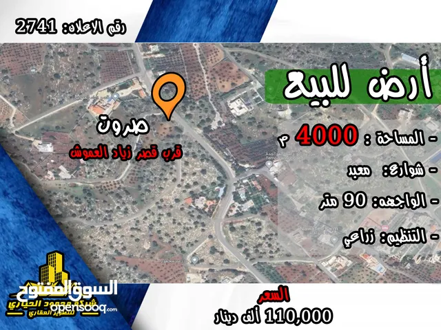 رقم الاعلان (2741) ارض للبيع في منطقة صروت
