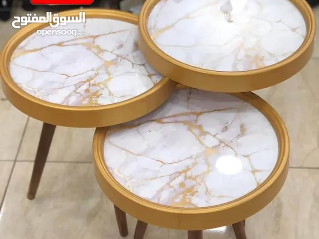 طاولات سرفيس 3D زجاج حجم الكبير قطر 40سم نظام تركي متوفر الوان 3 قطع
