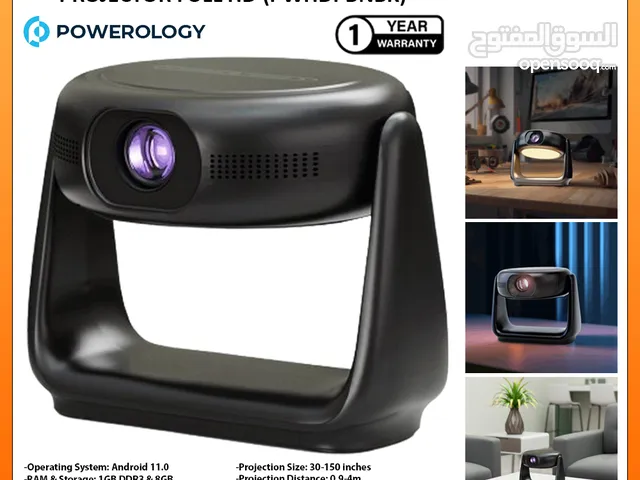 Powerology Rotating Stand Portable Projector Full HD-PWHDPBNBK ll Brand-New ll