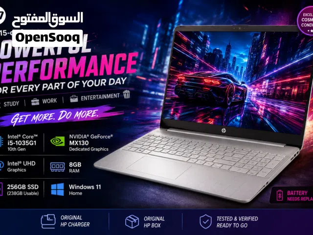 HP 15-dw2xxx Laptop i5-1035G1 10th Gen 8GB RAM 256GB SSD NVIDIA MX130 15.6 Windows 11