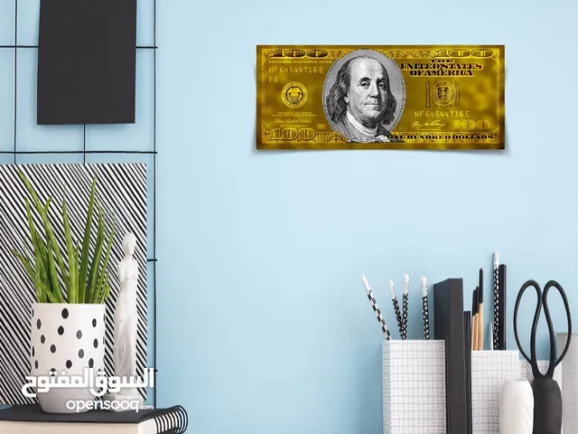 GOLD ALLOY SPECIAL DESIGN AMERICAN DOLAR. WALL DECOR. FOR HOME AND OFFICE. (Size: 26 x 62 cm.)