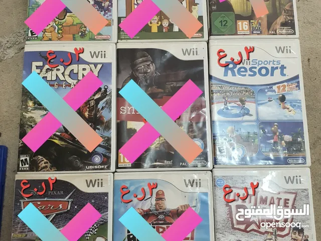 مجموعة العاب Wii مع وحدات تحكم الاسعار موضحه علي كل صوره