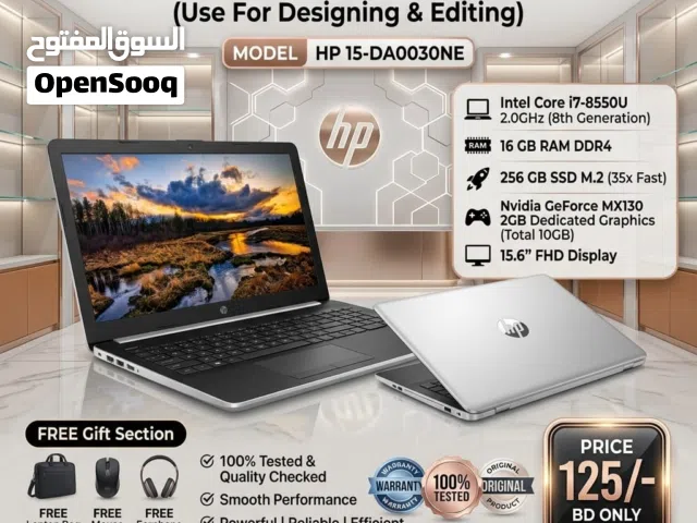 HP Core i7 Laptop Nvidia GeForce 2GB Graphics (Total 10GB) 15.6 FHD Display FREE GIFTS
