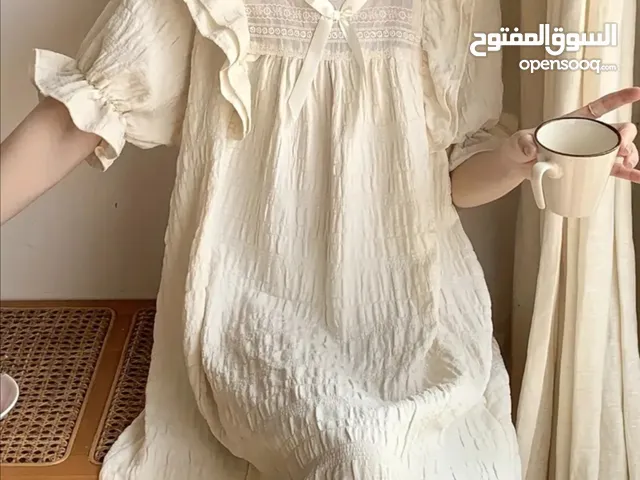 فستان نوم نسائي صيفي بأكمام قصيرة