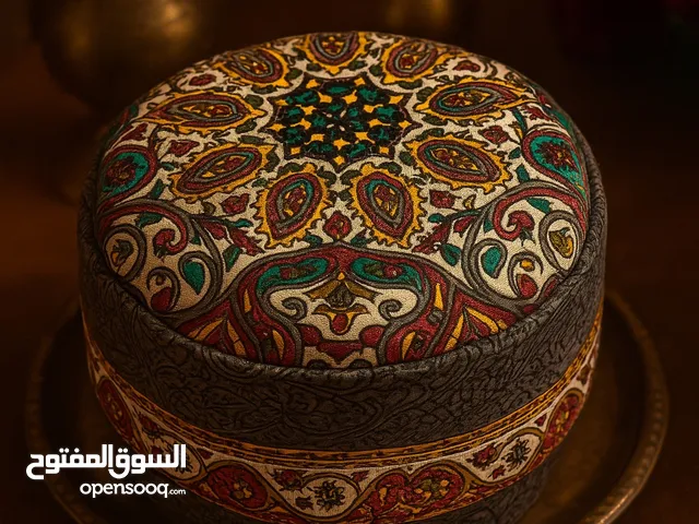 قبعة يدوية فريدة من قماش قلمكار الأصفهاني – قطعة واحدة لا مثيل لها في العالم