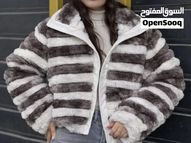 جاكت فرو مبطن مطعم جلد الوان