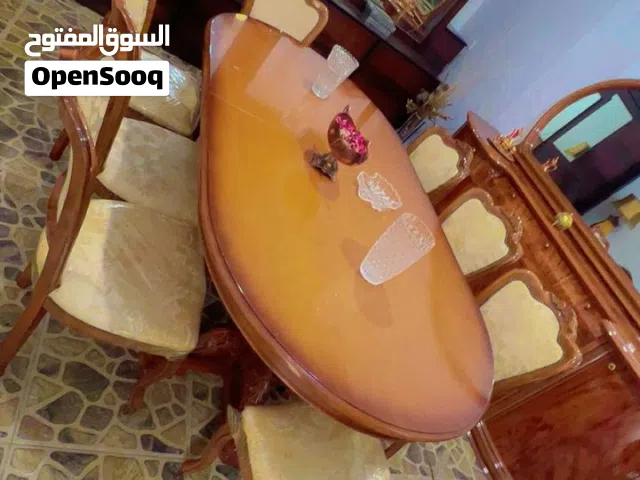 غرفة سفرة امريكي قطعتين تحفة فنية قمة بالروعة  تفصيل خشب زان صلد كامل  طاولة و8 كراسي بتتكبر وبت