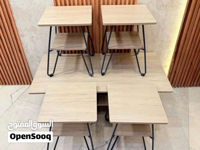 سيت طبله 4+1 سطح خشب Hdf رجل حديد صبغ حراري  قياس الطبله الكبيره  ارتفاع 45 سم  عرض 60 سم  طول 120 س