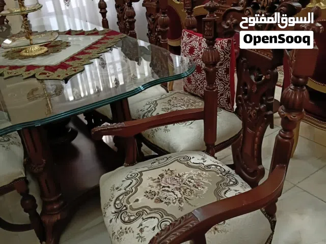 طاولة سفرة  خشب زان حفر مصرية  8 مقاعد