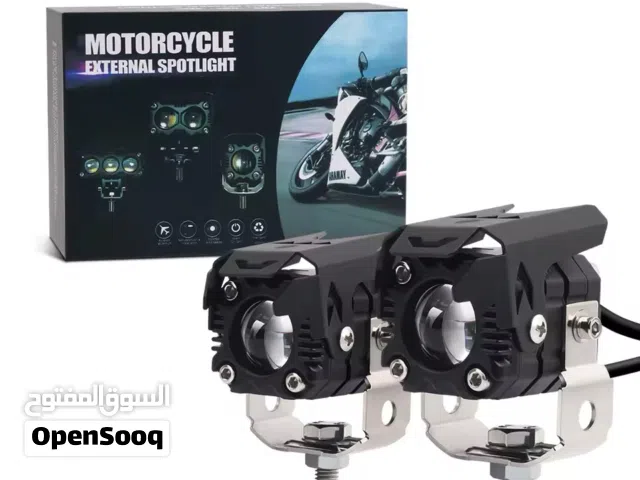 مصباح قيادة خارجي ثنائي اللون للدراجات النارية، مصابيح أمامية كهربائية للدراجات النارية