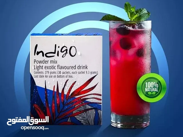 مشروب Indigo طبيعي غني بالمكونات النباتية  Indigo مشروب نباتي لتعزيز النشاط  مشروب صحي بنكهة طبيعية