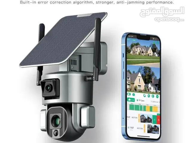 كاميرات  4k كامرتين بكاميرا بالطاقة الشمسية او كهرباء واي فاي  صوت و صورة و تسجيل