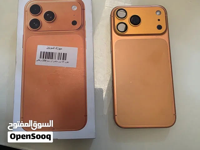 للبيع ايفون 17 برو ماكس ذاكره 256 ايسم شريحه الكترونيه بطاريه 100جهاز نظيف ما بي شخط ومغلف شفاف حماي