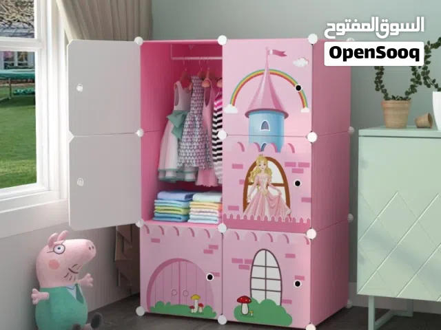 خزانة أطفال بلاستيكية مكونة من 6 صناديق مع مكان لتعليق الملابس المقاس 110*75*37 سم