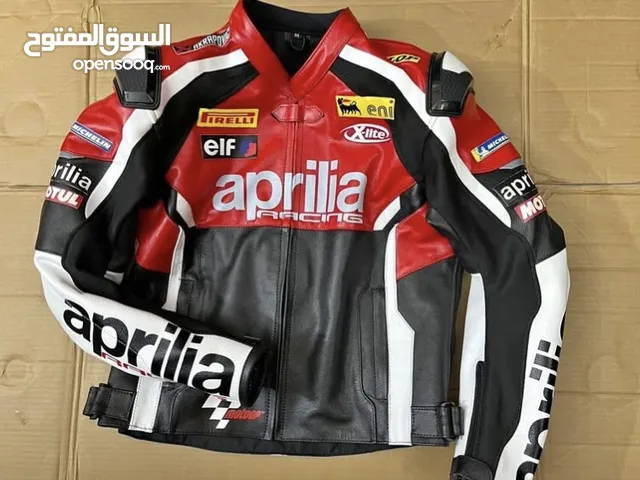 Aprilia Motorcycle Motorbike Racing Leather Track Jacket Including CE Armours Installed
