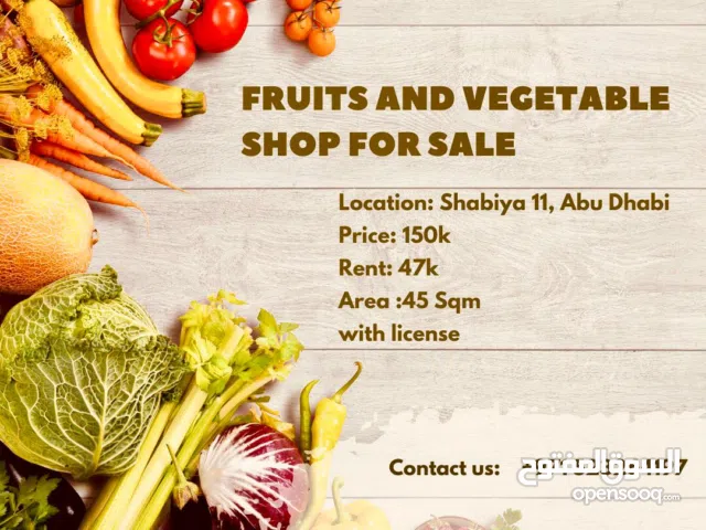 Fruits & Vegetable Shop for Sale