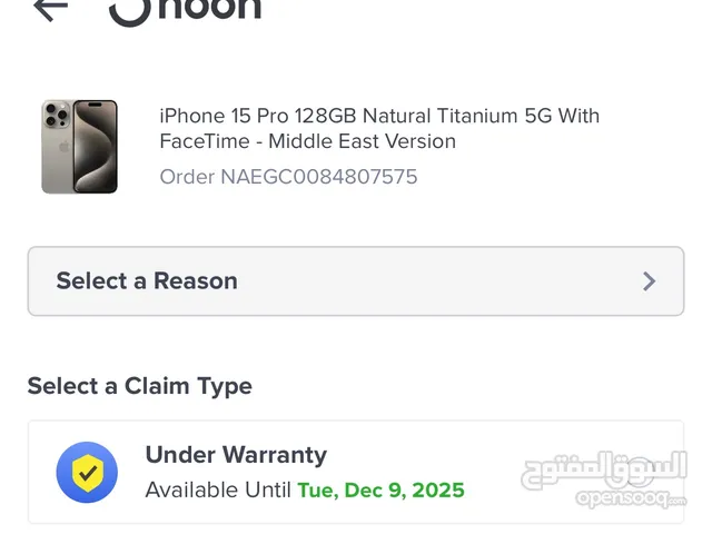 iPhone 15 Pro 128GB Natural Titanium 5G With FaceTime -Middle East Version Under Int. Apple Warranty