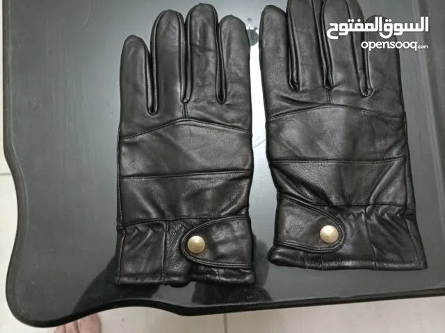 كفوف جلد طبيعي لون اسود قياس XL