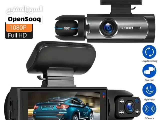 كاميرا سيارة DVR ثنائية الكاميرا مع فيديو عالي الدقة 720P، بطاقة ذاكرة 64GB، كشف الحركة، تسجيل متكرر