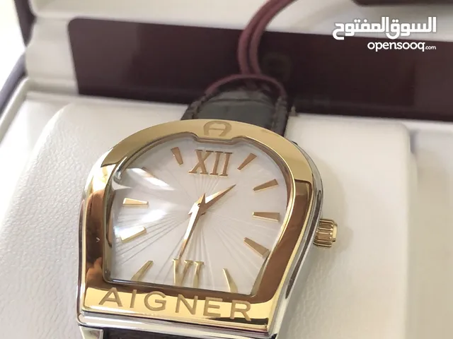 ساعة ايجنر AIGNER جلد رجالية مع قلم ايجنر الاصلي