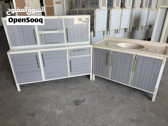 كاونتر المنيوم ثلاث قطع ارضي وملحق قياس متر ونص وسنك متر و20 مرمر