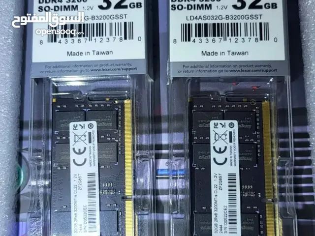 Lexar 2×32GB (64GB) DDR4 3200 MT/s CL22 SODIMM 260-Pin Laptop Memory - LD4AS032G-B3200GSST