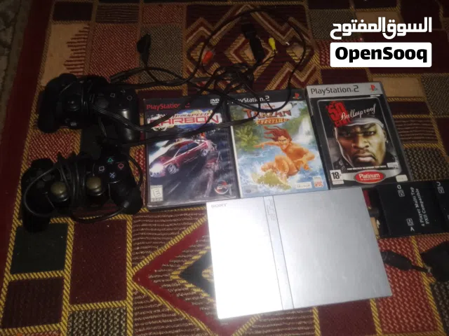بلايستيشن 2 سلفر ماركه سونى الاصلى + 2دراع +3 لعبه+ محول 4 لاعبين كما موضح بالصور