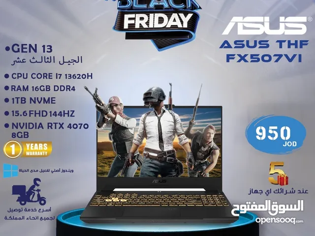 LAPTOP ASUS TUF I7 13620H 16G RAM 1T NVME RTX 4070 8G 15.6 MONITOR FHD 144HZ