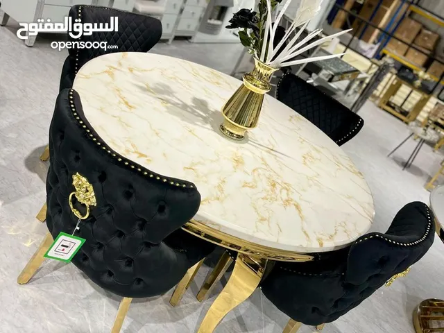 Outclass Top Marble High Quality Latest Model Dinning Table Included Lion 4 Chairs Available