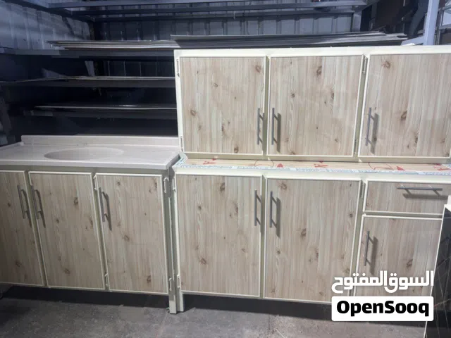 كاونتر المنيوم  قياس متر ونص ارضي + ملحق متر ونص مع سنك مترو20 مرمر