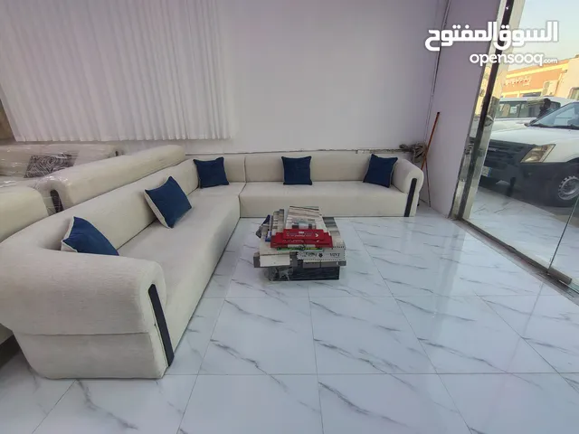 L-shape Modern Cream Fabric Corner Sofa — 5–6 Seater — Showroom Condition