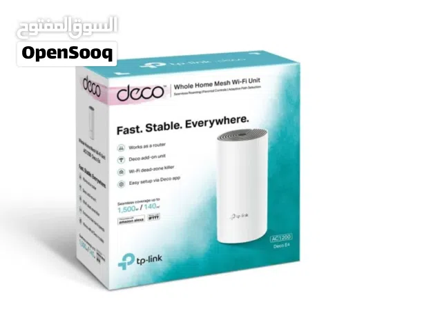 راوتر تي بي لينك ديكو E4 AC1200 (قطعة واحدة) ROUTER TP LINK Deco E4 AC1200 Whole Home Mesh Wi-Fi Sys