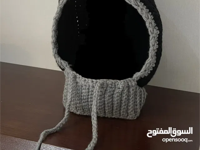 Handmade Crocheted Balaclava - Cozy Stretchy & Adjustable Winter Wear (black&grey)