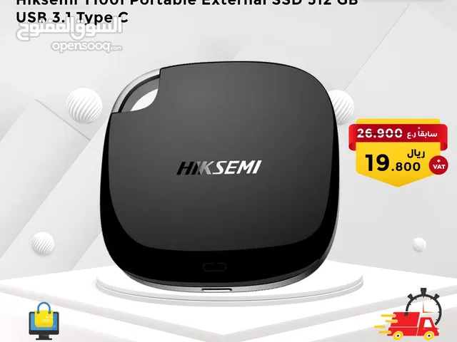 Hikvision HIKSEMI ESSD-T100 512GB Portable External SSD - Black