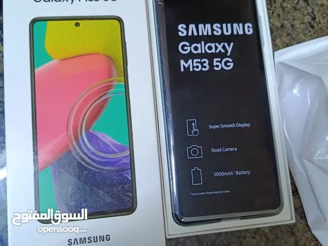 مش مصلح Samsung M53 5G  رام 16جيجا 256 أغراضة والكرتونه الأصلية متوفر توصيل