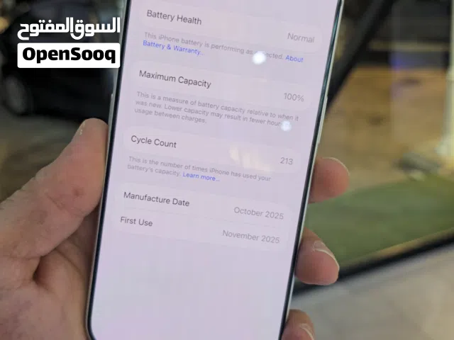 Iphone 17 pro 256 silver 100% مستخدم بحالة الوكالة ولا ملاحظة